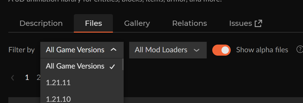 CurseForge Version Filter