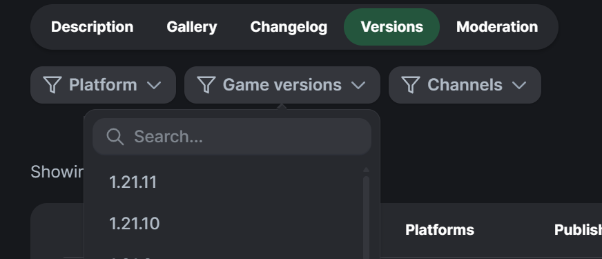 Modrinth Version Filter